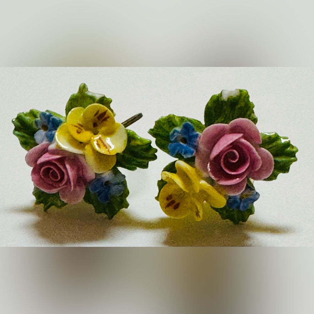 Denton England Floral Porcelain Earrings